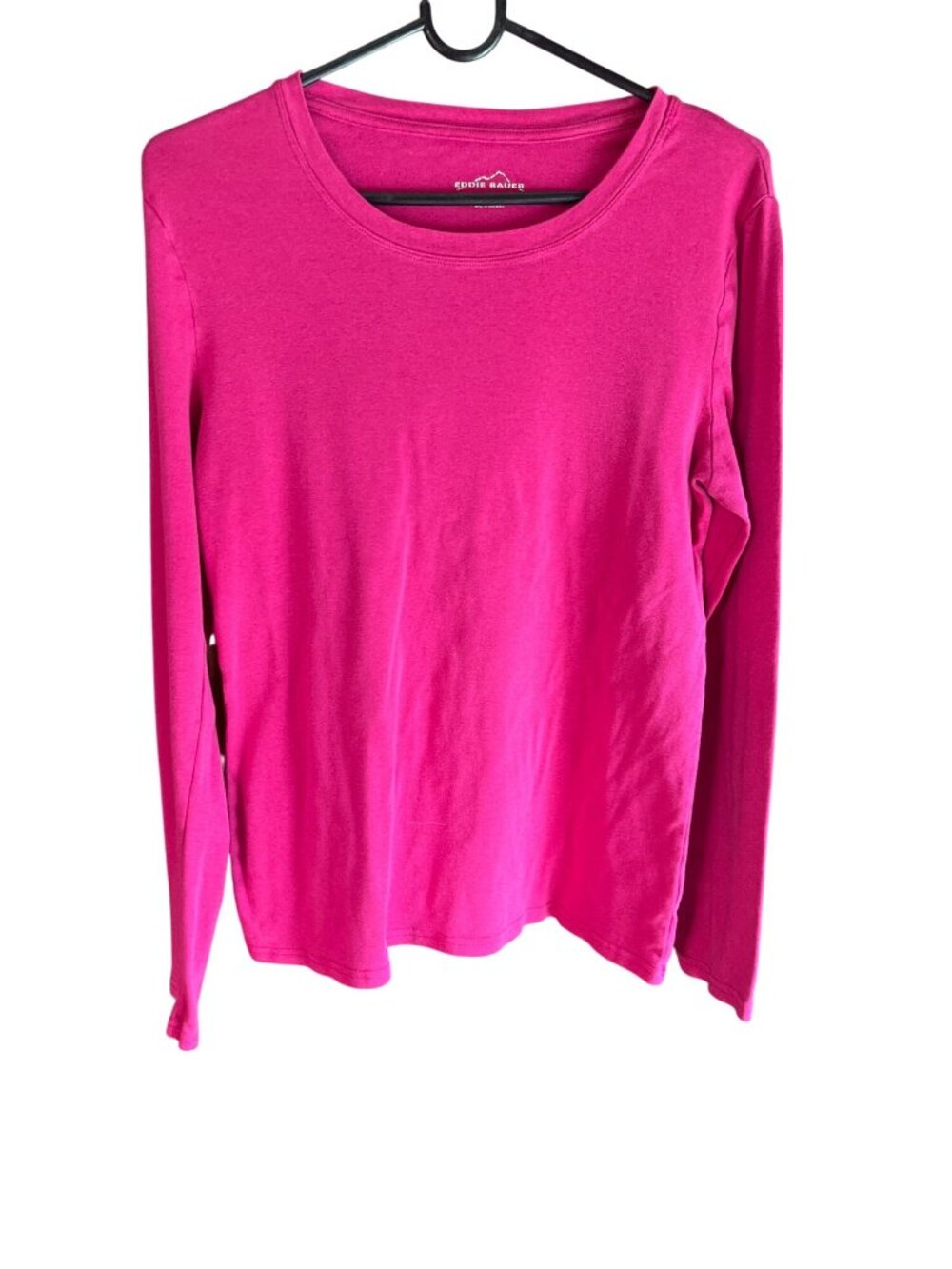 Eddie Bauer Womens Pink Long-Sleeve Crewneck Shirt L Cotton Blend Lightweight